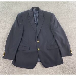 Chaps Blazer 42S Blue Wool Hopsack Gold Button Crest Vintage Ivy League Classic